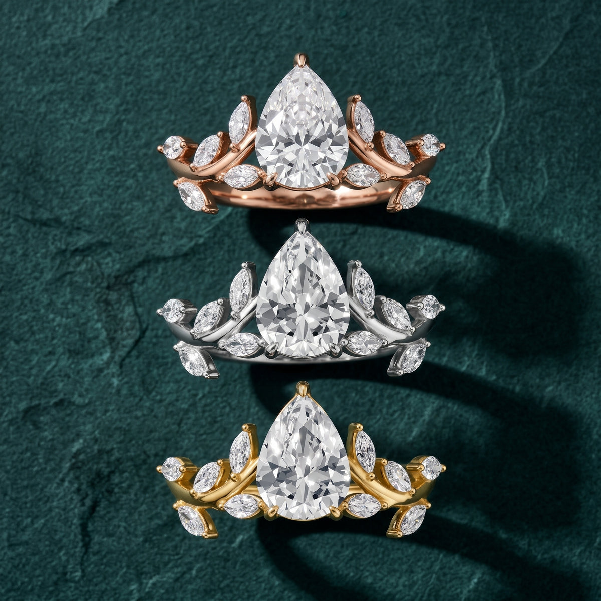 Andrea Vine Pear Diamond Engagement Ring in Rose Gold - 3rings.jpg