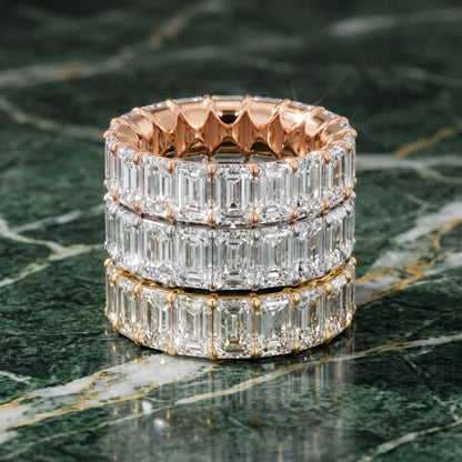 Zaya Shared Prong Emerald Diamond Eternity Band in White Gold - 3rings.jpg