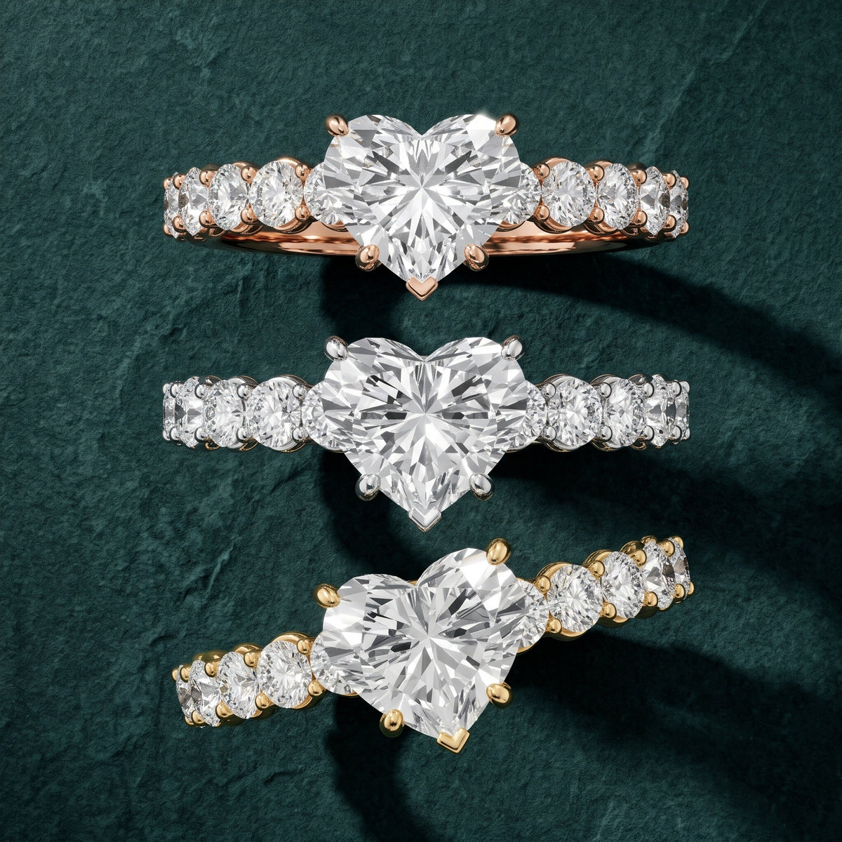 Sterling Statement Pavé Heart Diamond Engagement Ring in Silver - 3rings.jpg