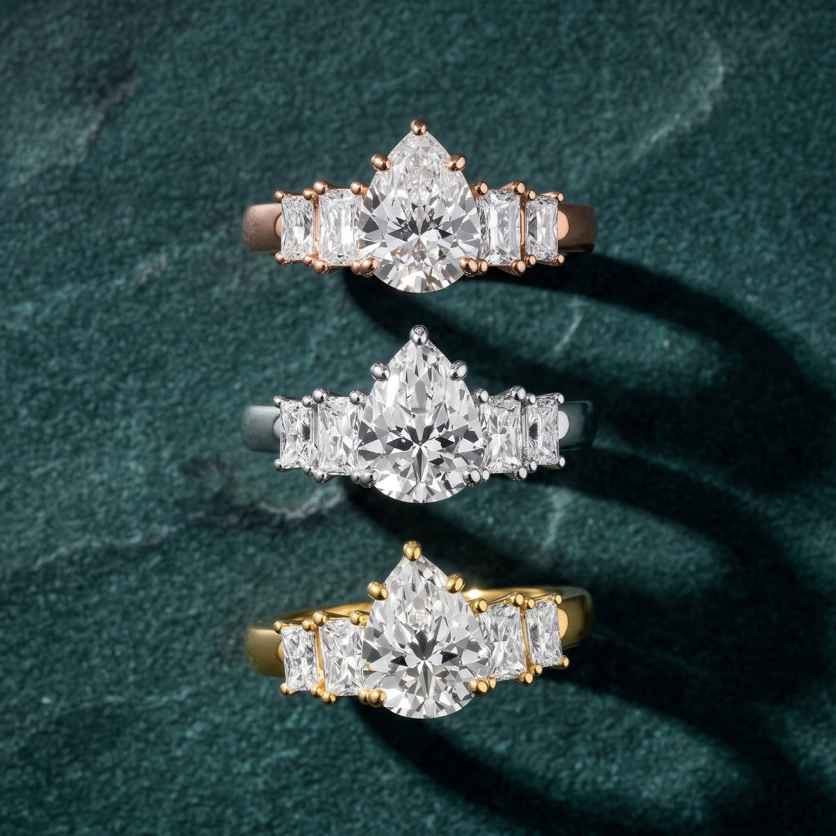 Desiree Graduated Five-Stone Pear Diamond Engagement Ring in White Gold - 3rings.jpg