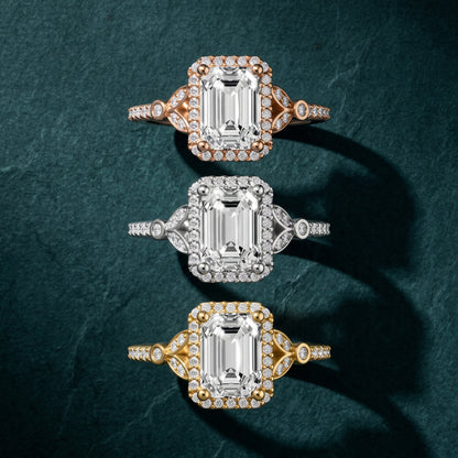 Sitka Leaf Halo Emerald Diamond Engagement Ring in Yellow Gold - 3rings.jpg