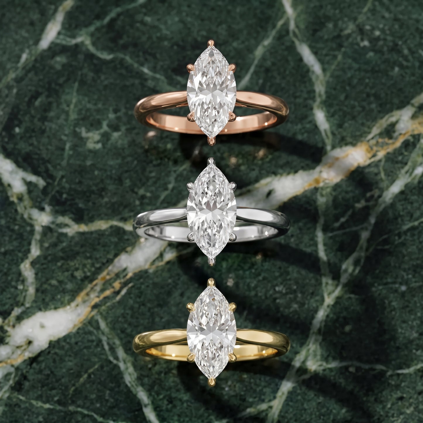 Kalia Knife Edge Solitaire Marquise Diamond Engagement Ring in Rose Gold - 3rings.jpg