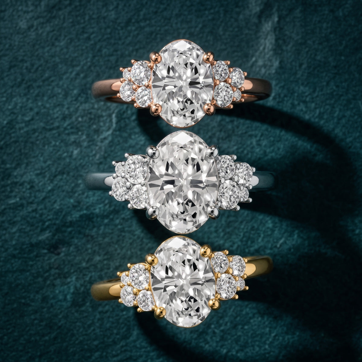 Hannah Cluster Oval Diamond Engagement Ring in Silver - 3rings.jpg