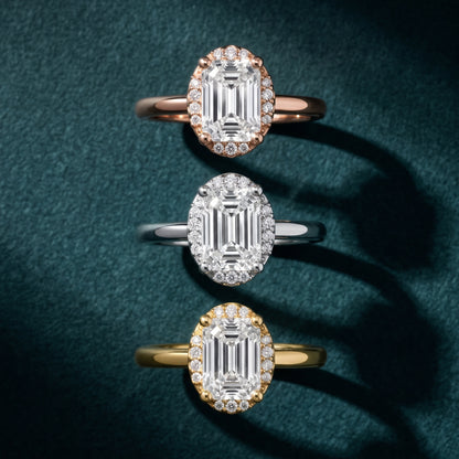 Elgin Halo Micropavé Emerald Diamond Engagement Ring in Silver - 3rings.jpg