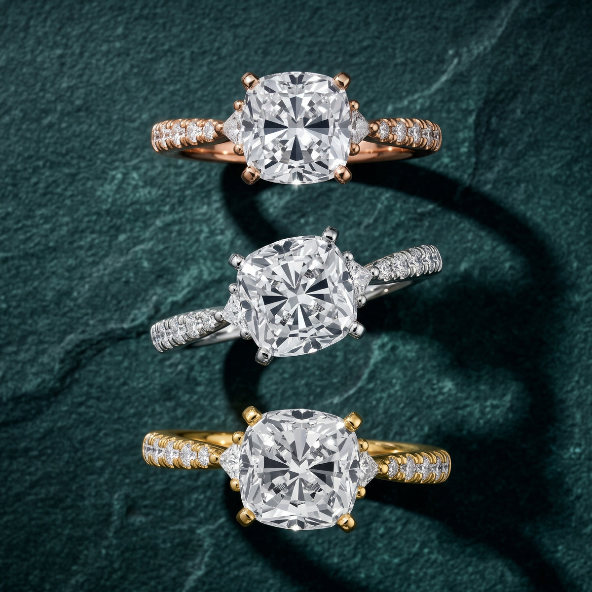 Alethea Three-Stone Pavé Cushion Diamond Engagement Ring in Platinum - 3rings.jpg