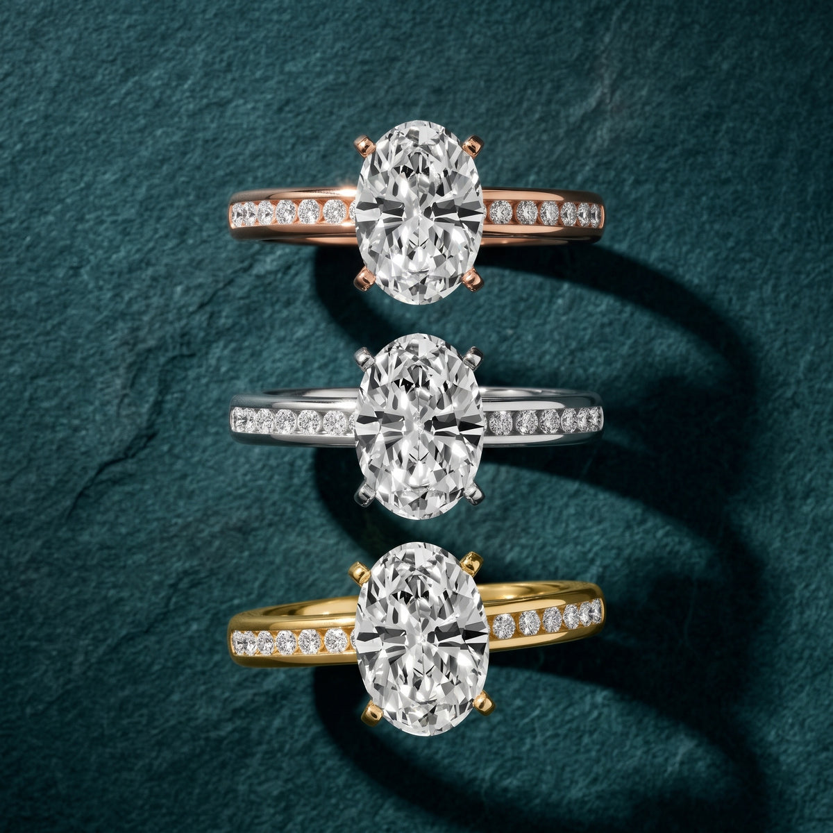 Corona Channel Set Oval Diamond Engagement Ring in Platinum - 3rings.jpg