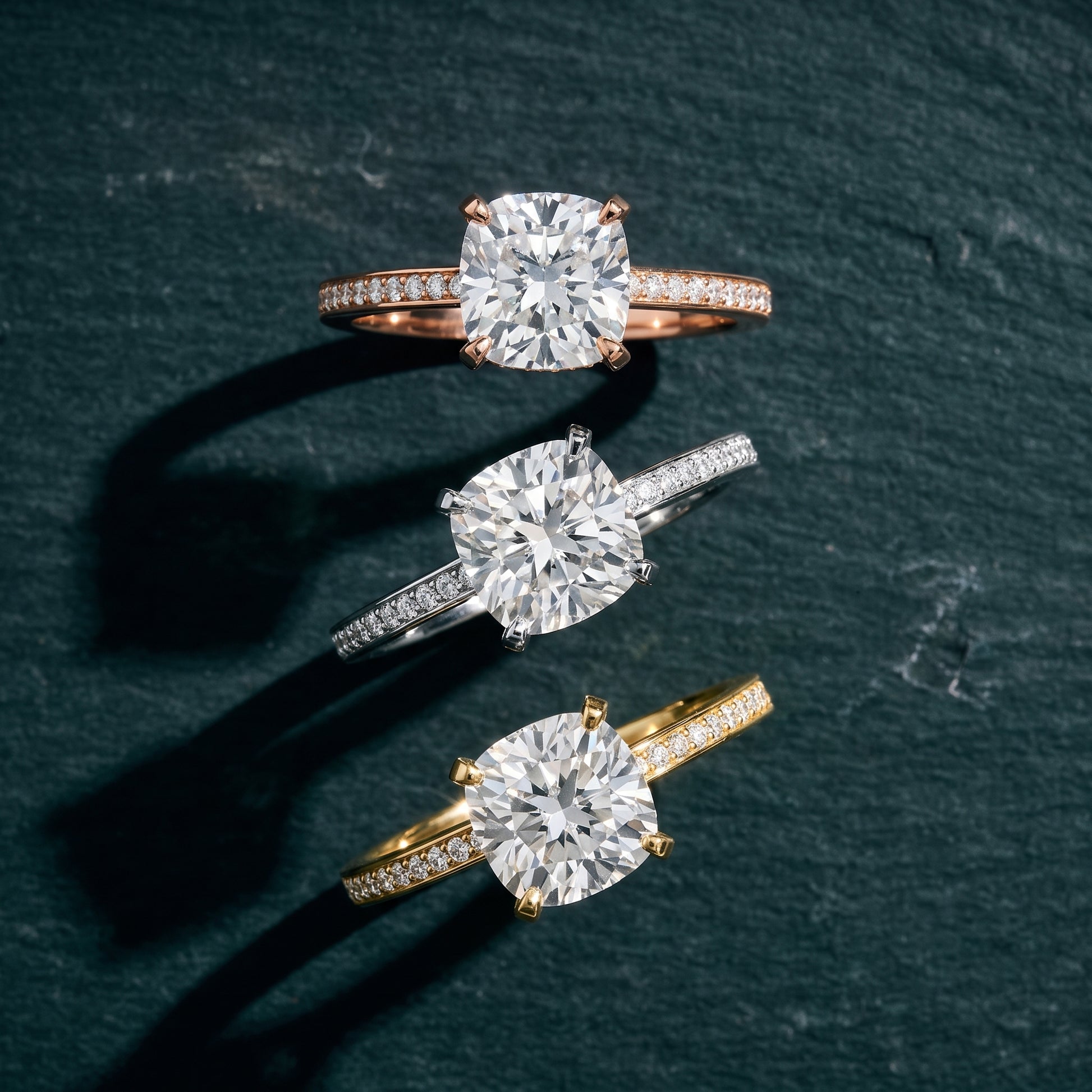 Naia Hidden Halo Cushion Diamond Ring in Rose Gold - 3rings.jpg