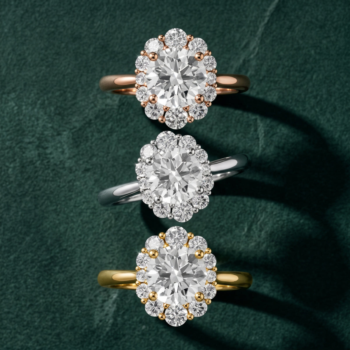Essex Floral Halo Round Diamond Engagement Ring in Silver - 3rings.jpg