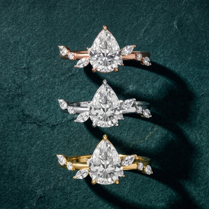 Vivian Leaf Pear Diamond Engagement Ring in Yellow Gold - 3rings.jpg