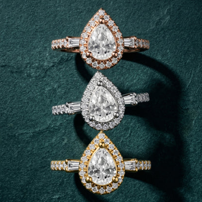 Provo Baguette Halo Pear Diamond Engagement Ring in Silver - 3rings.jpg
