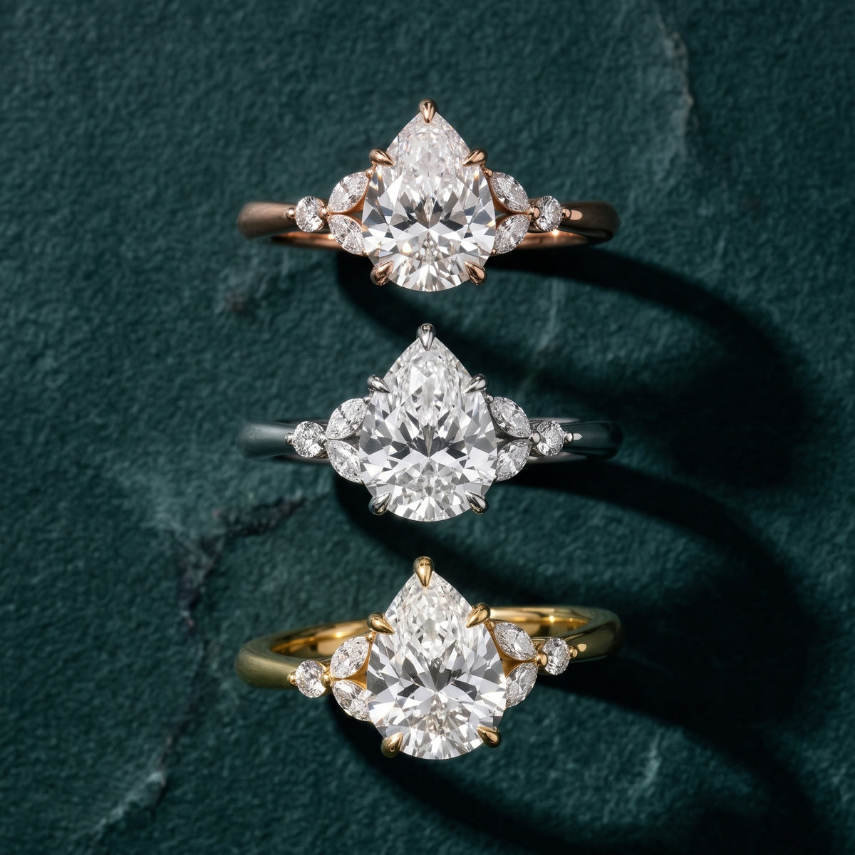 Eve Leaf Cluster Pear Diamond Engagement Ring in Silver - 3rings.jpg