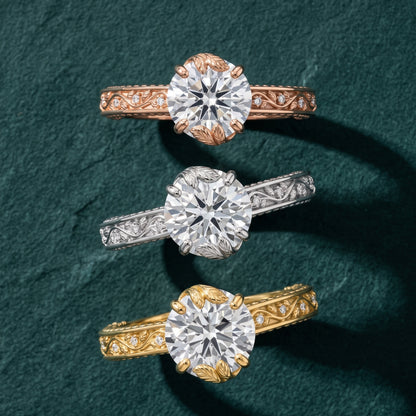 Laguna Vintage Vine Round Diamond Engagement Ring in Yellow Gold - 3rings.jpg