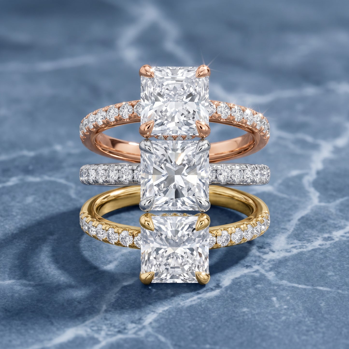 Maya Hidden Halo Pavé Radiant Diamond Engagement Ring in Silver - 3rings.jpg