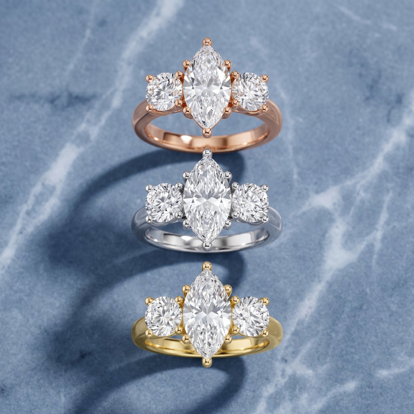 Callie Three-Stone Trellis Marquise Diamond Engagement Ring in White Gold - 3rings.jpg