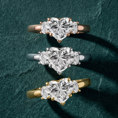 Alya Three-Stone Cathedral Heart Diamond Engagement Ring in Yellow Gold - 3rings.jpg
