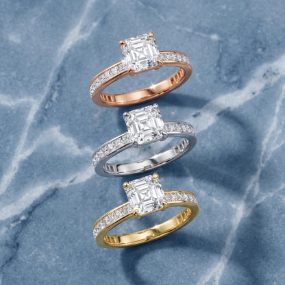 Brielle Channel Set Solitaire Asscher Diamond Ring in White Gold - 3rings.jpg