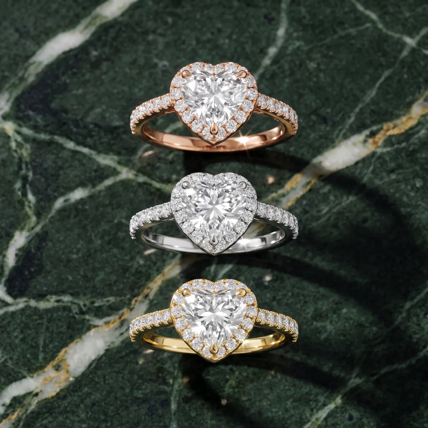 Amara Halo Claw Prong Heart Diamond Ring in Silver - 3rings.jpg