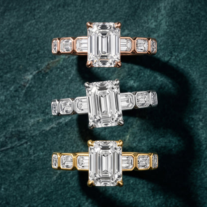 Carol Half Bezel Emerald Diamond Engagement Ring in White Gold - 3rings.jpg