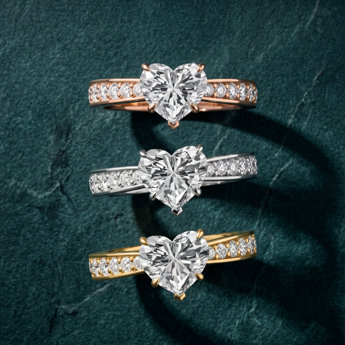 Riley Cathedral Pavé Heart Diamond Engagement Ring in Platinum - 3rings.jpg