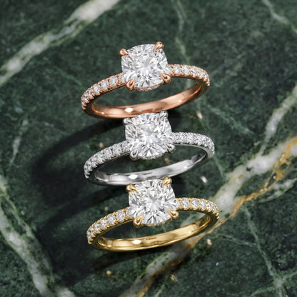 Maya Hidden Halo Pavé Cushion Diamond Engagement Ring in Silver - 3rings.jpg