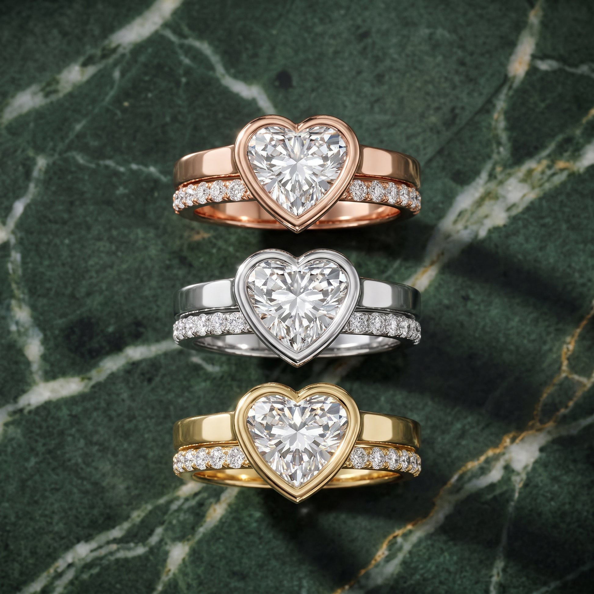 Ayla Bezel Bypass Heart Diamond Ring in Rose Gold - 3rings.jpg
