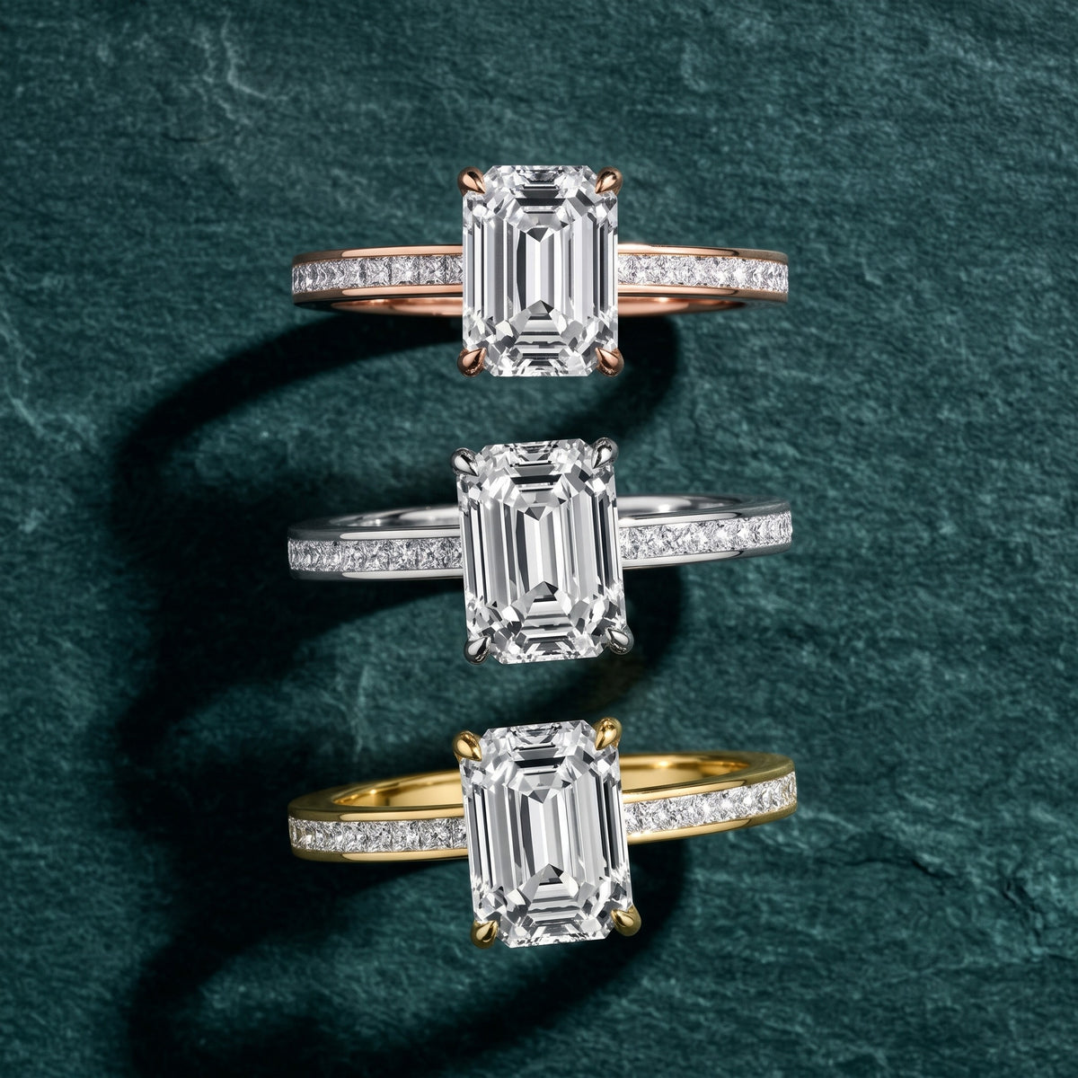 Freja Channel Set Emerald Diamond Engagement Ring in White Gold - 3rings.jpg