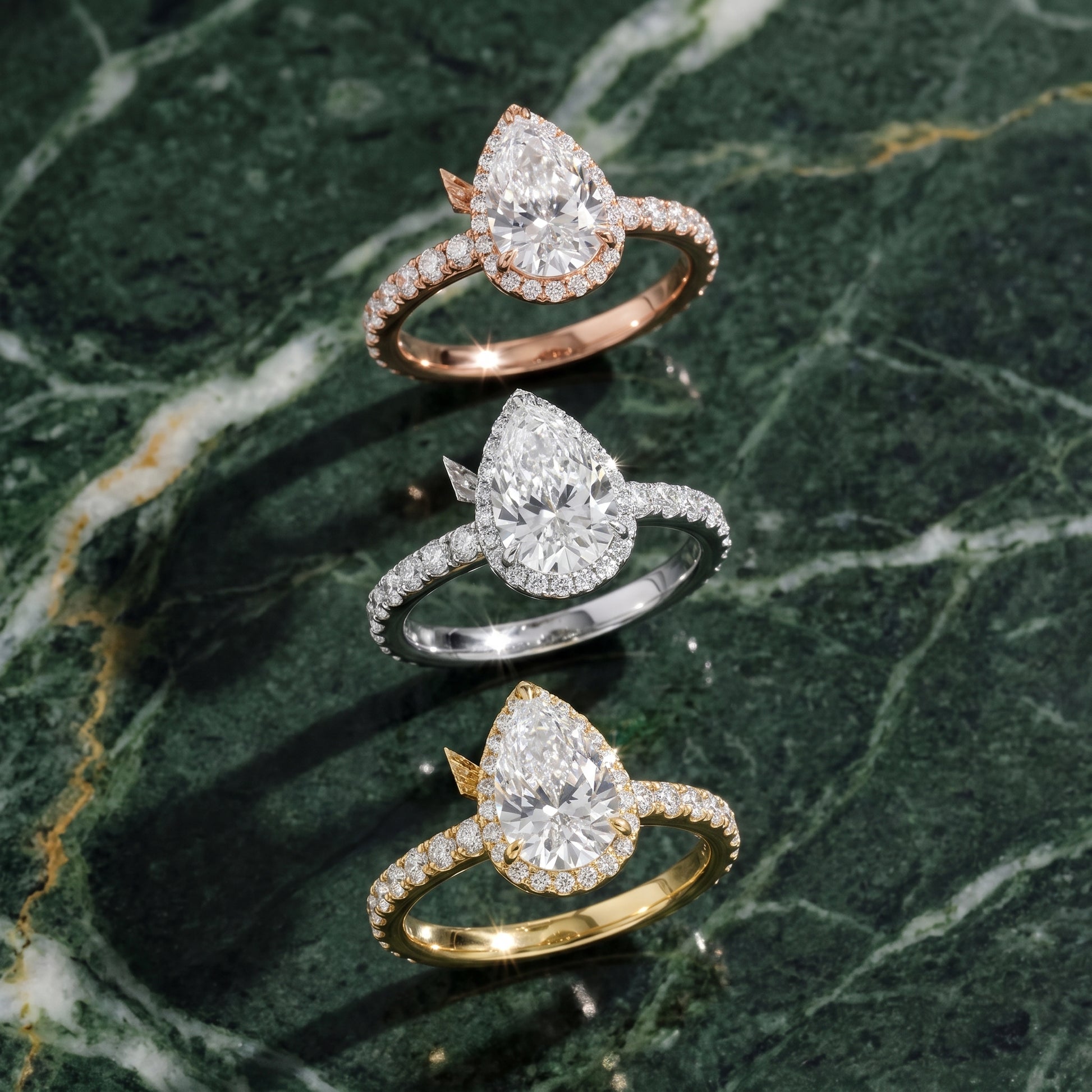 Chloe Halo Pavé Pear Diamond Ring in Yellow Gold - 3rings.jpg