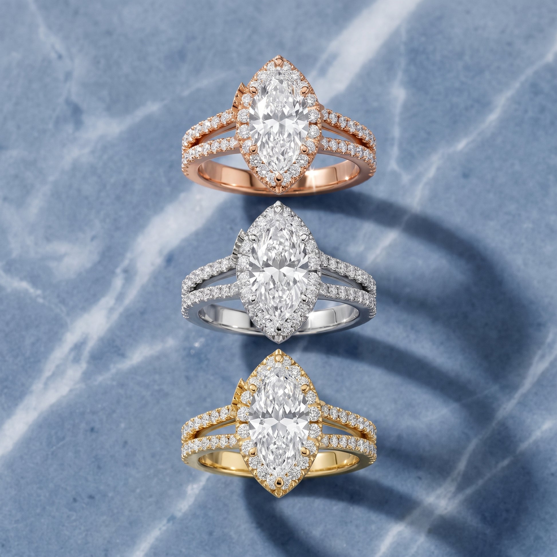 Kira Halo Split Shank Marquise Diamond Engagement Ring in White Gold - 3rings.jpg