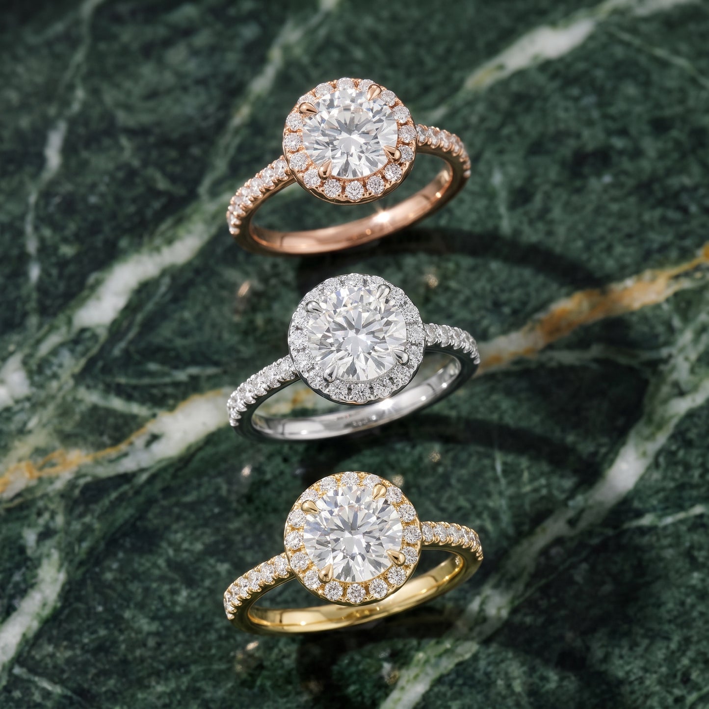 Amara Halo Claw Prong Round Diamond Ring in White Gold - 3rings.jpg