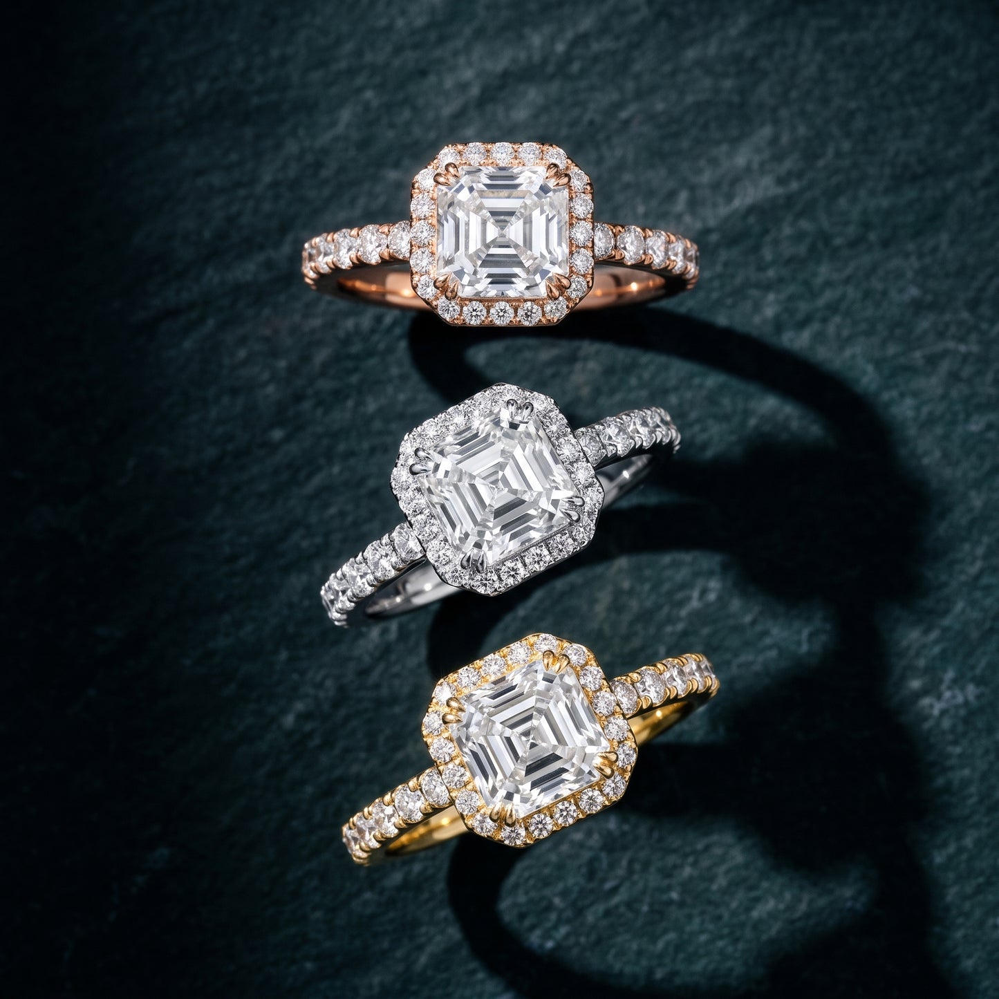 Chloe Halo Pavé Asscher Diamond Ring in Rose Gold - 3rings.jpg