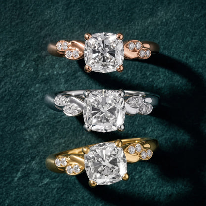 Robin Leaf Twist Cushion Diamond Engagement Ring in Silver - 3rings.jpg