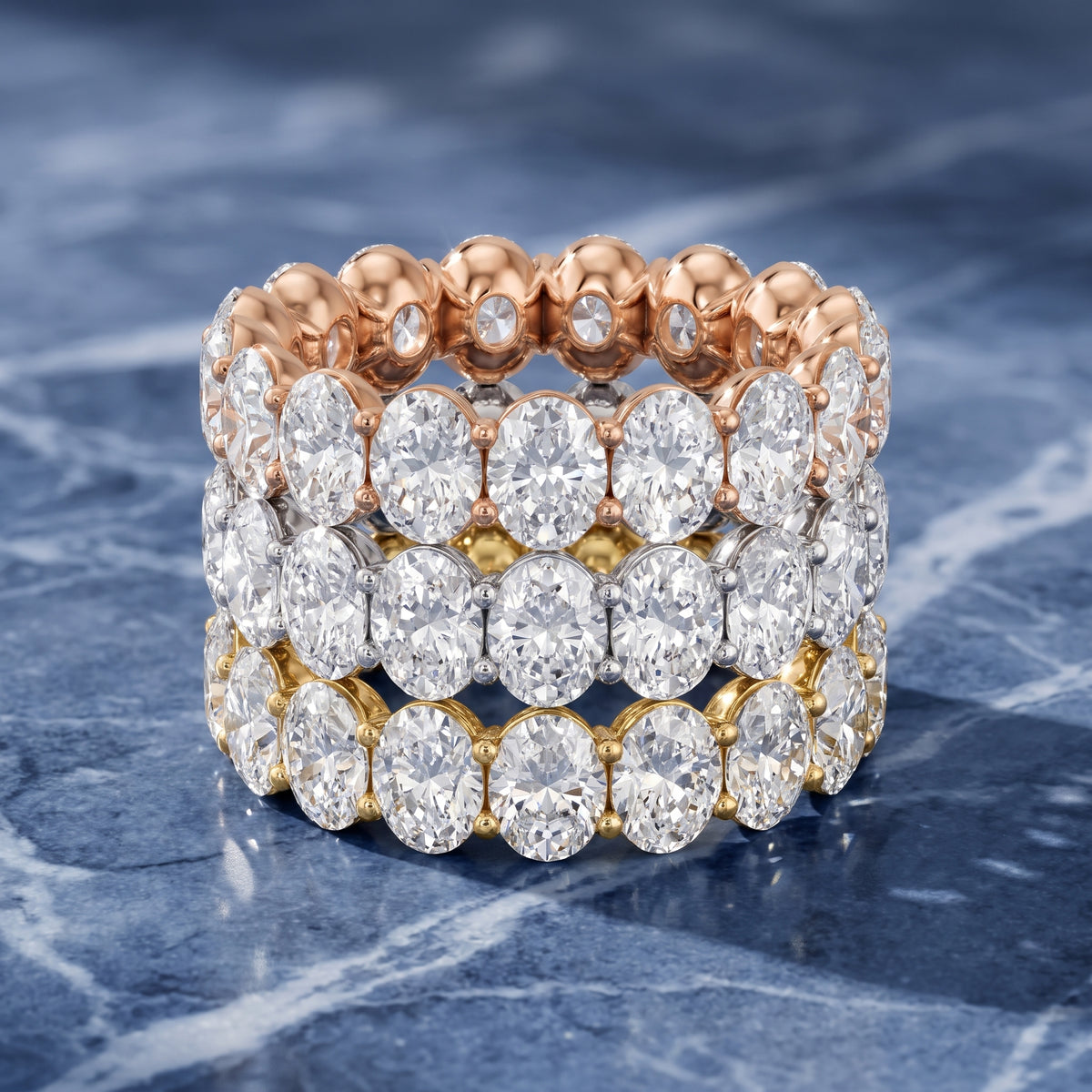Neha Shared Prong Oval Diamond Eternity Band in White Gold - 3rings.jpg