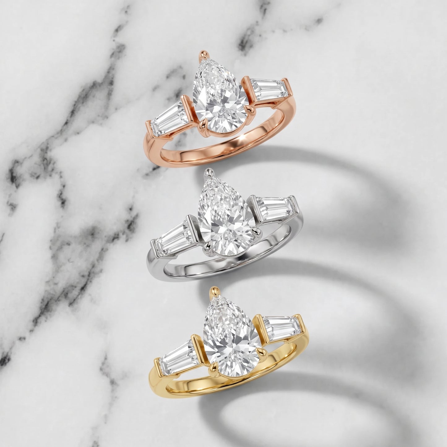 Layla Tapered Baguette Pear Diamond Ring in White Gold - 3rings.jpg
