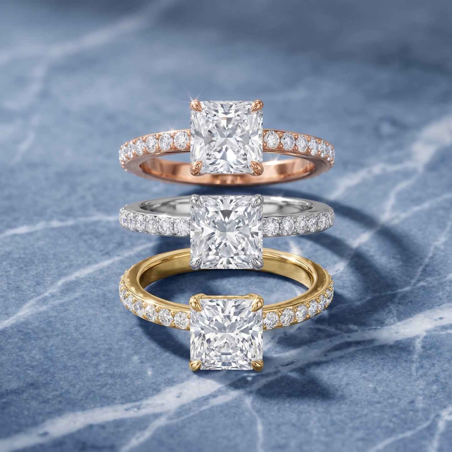 Aisha Pavé Solitaire Radiant Diamond Engagement Ring in White Gold - 3rings.jpg