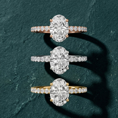 Nessa Hidden Halo Pavé Oval Diamond Engagement Ring in Rose Gold - 3rings.jpg
