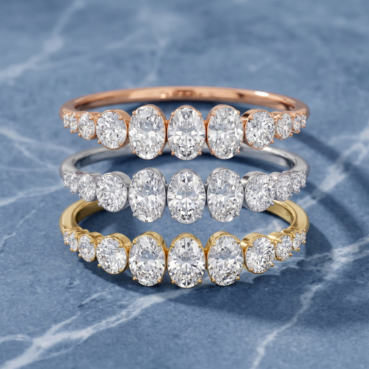 Nerea Riviera Oval & Round Diamond Wedding Band in Yellow Gold - 3rings.jpg