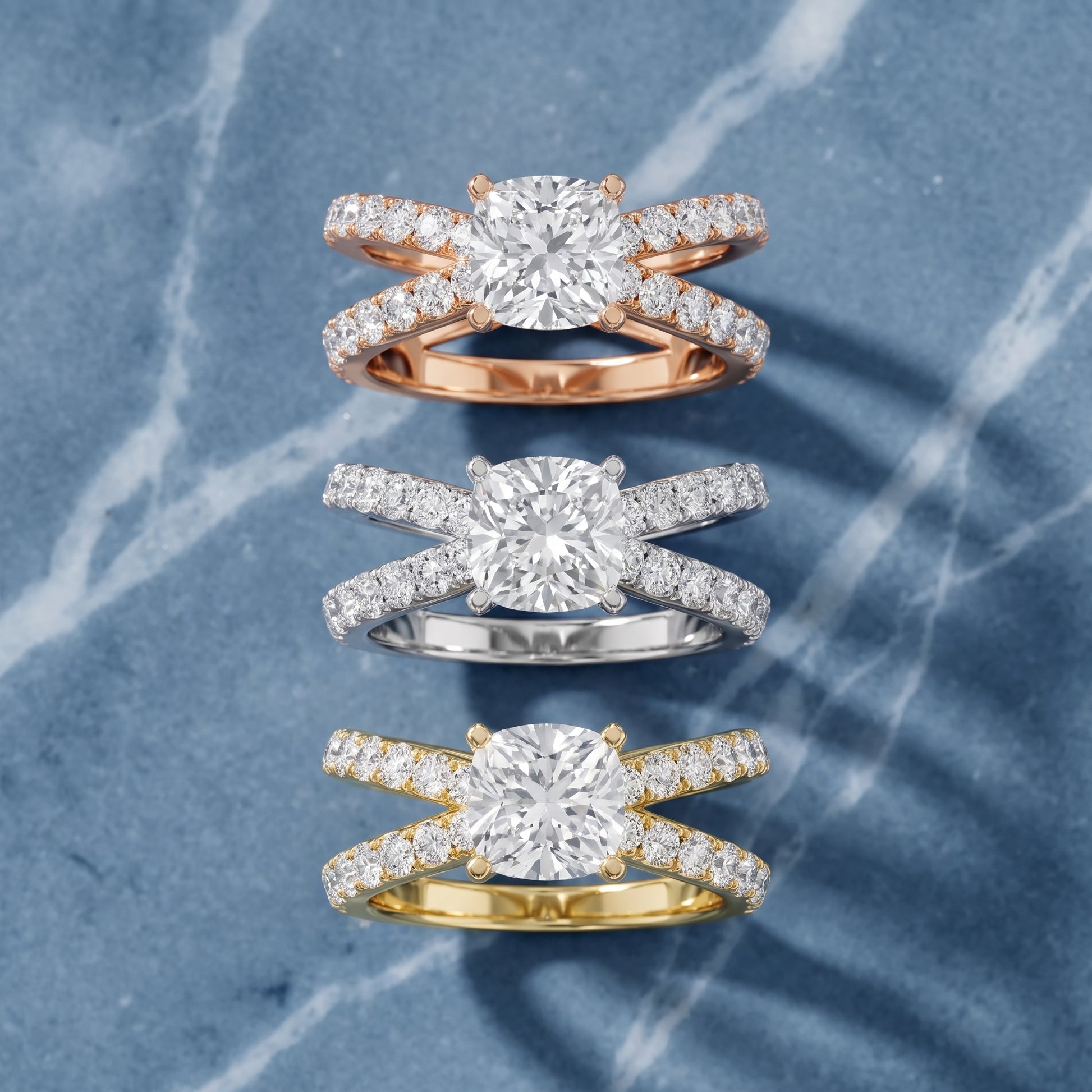 Lior Criss Cross Pavé Cushion Diamond Engagement Ring in Silver - 3rings.jpg