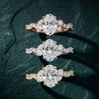 Mesa Vine Cluster Oval Diamond Engagement Ring in Platinum - 3rings.jpg
