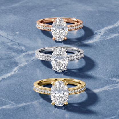 Tessa Solitaire Channel Set Oval Diamond Engagement Ring in Rose Gold - 3rings.jpg