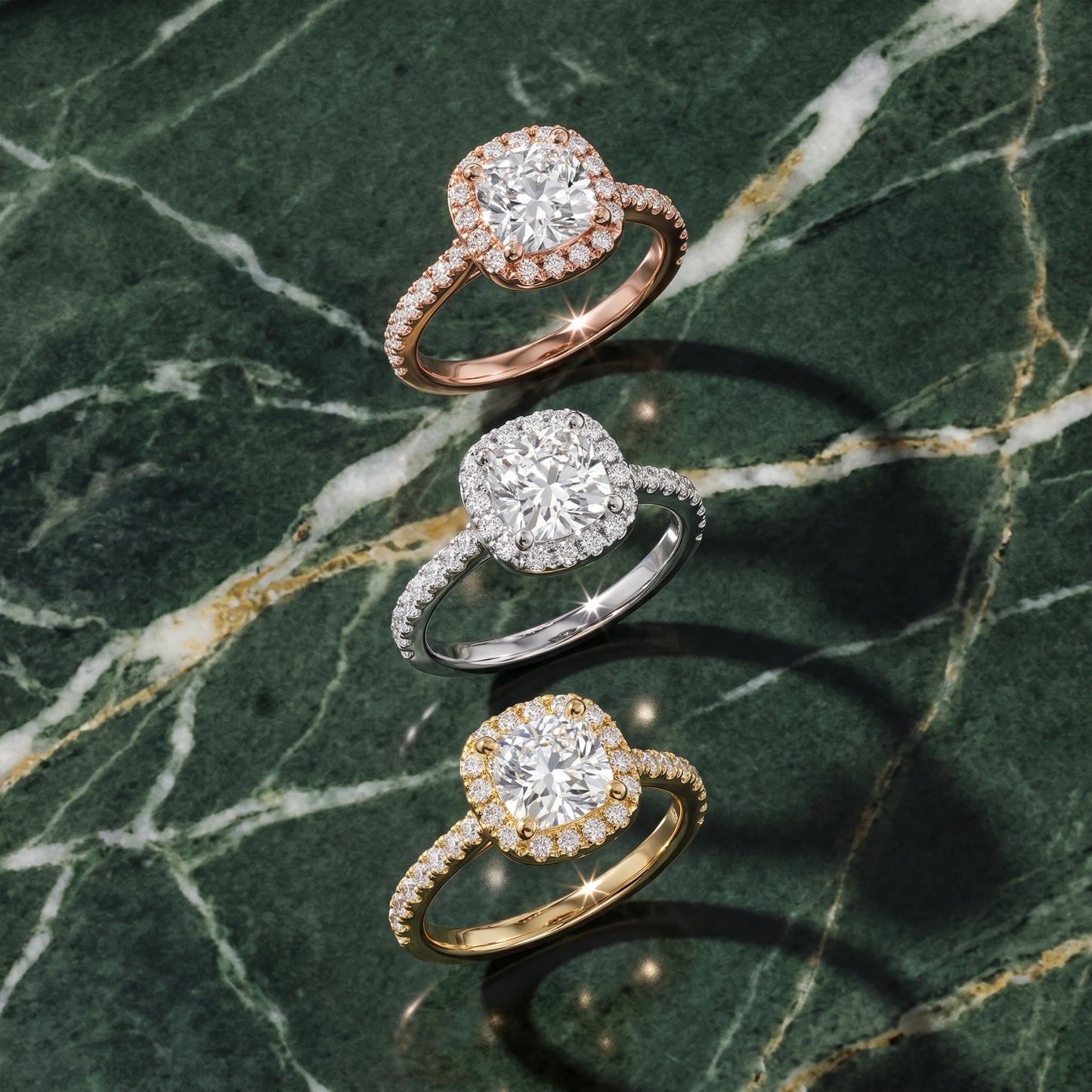 Sophie Halo Pavé Cushion Diamond Ring in Rose Gold - 3rings.jpg