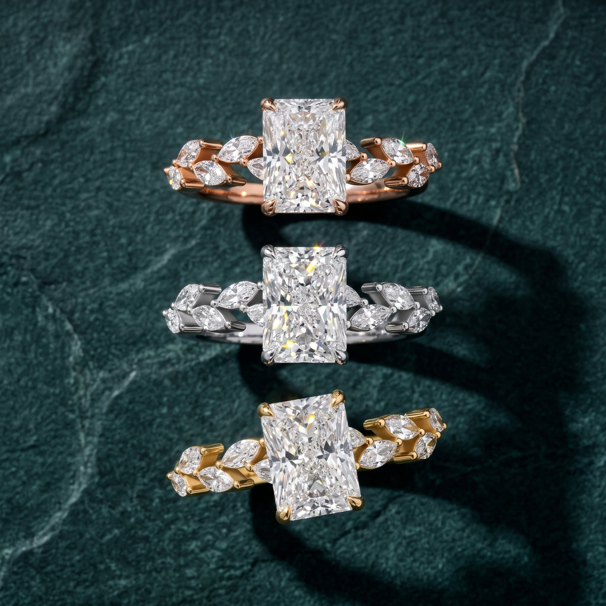 Mirella Laurel Radiant Diamond Engagement Ring in Silver - 3rings.jpg