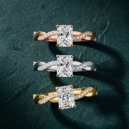 Twisted Side Stone Radiant Diamond Engagement Ring in Yellow Gold - 3rings.jpg