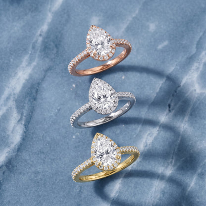 Willa Halo Micropavé Pear Diamond Engagement Ring in Yellow Gold - 3rings.jpg