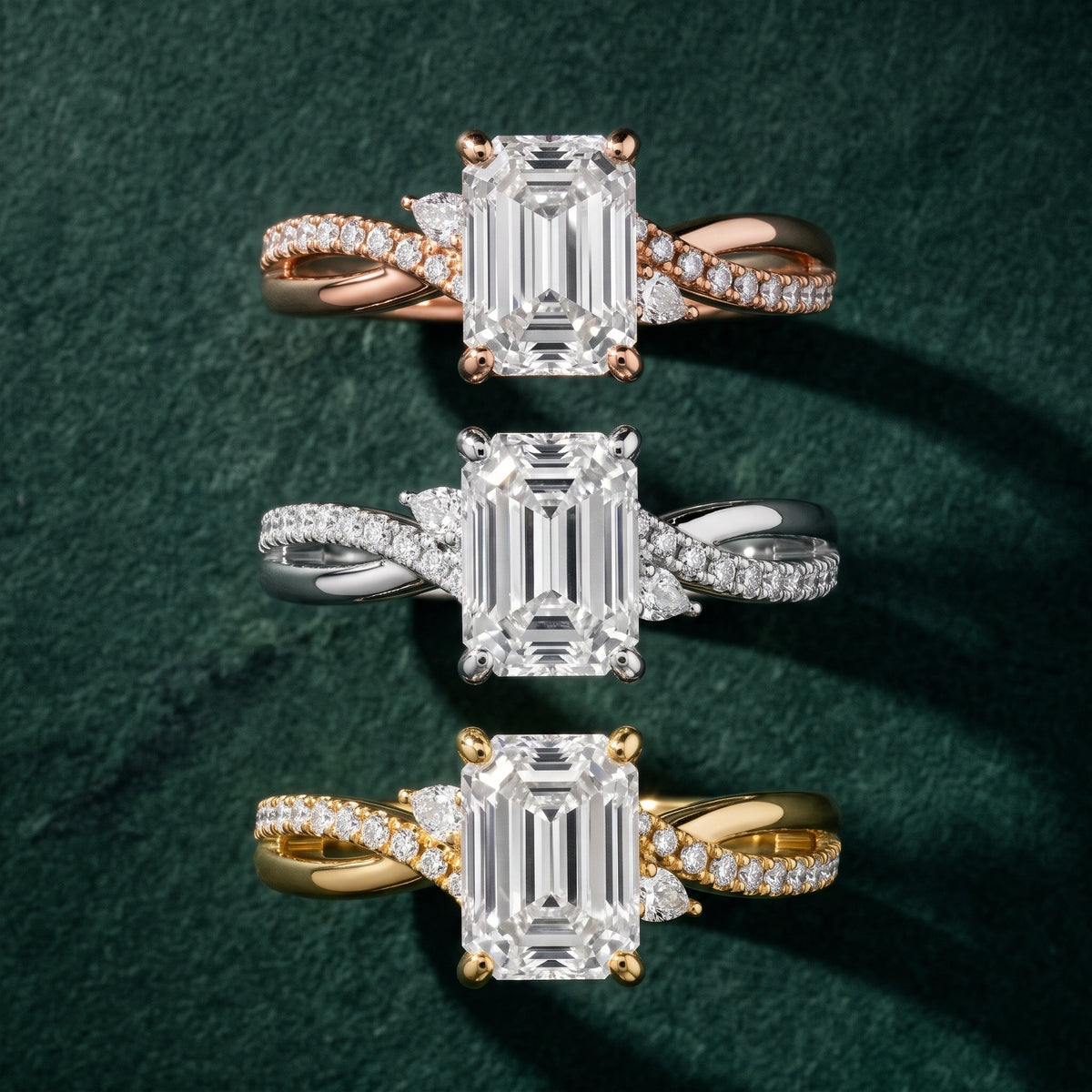 Reno Pear-Side Twist Emerald Diamond Engagement Ring in Platinum - 3rings.jpg