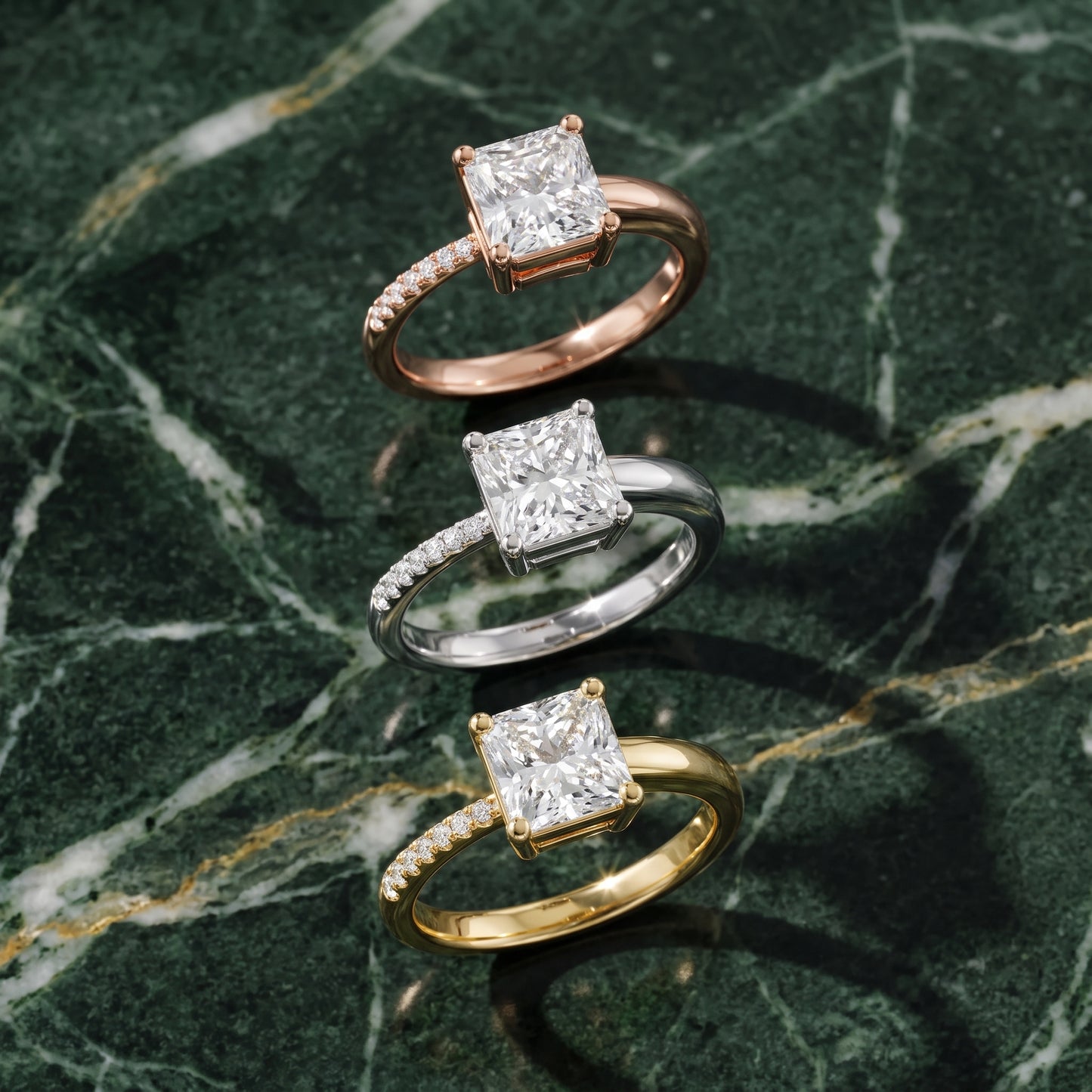 Rosie Solitaire Basket Radiant Diamond Engagement Ring in Platinum - 3rings.jpg