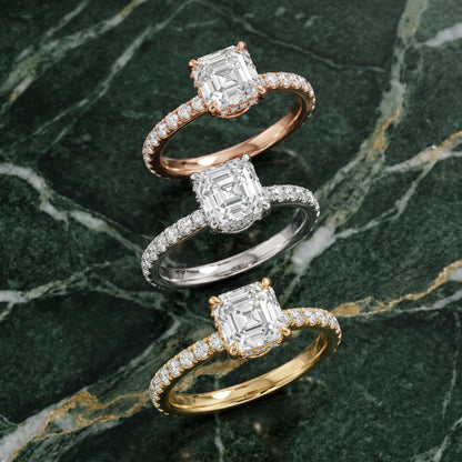 Thea Hidden Halo Pavé Asscher Diamond Engagement Ring in Rose Gold - 3rings.jpg