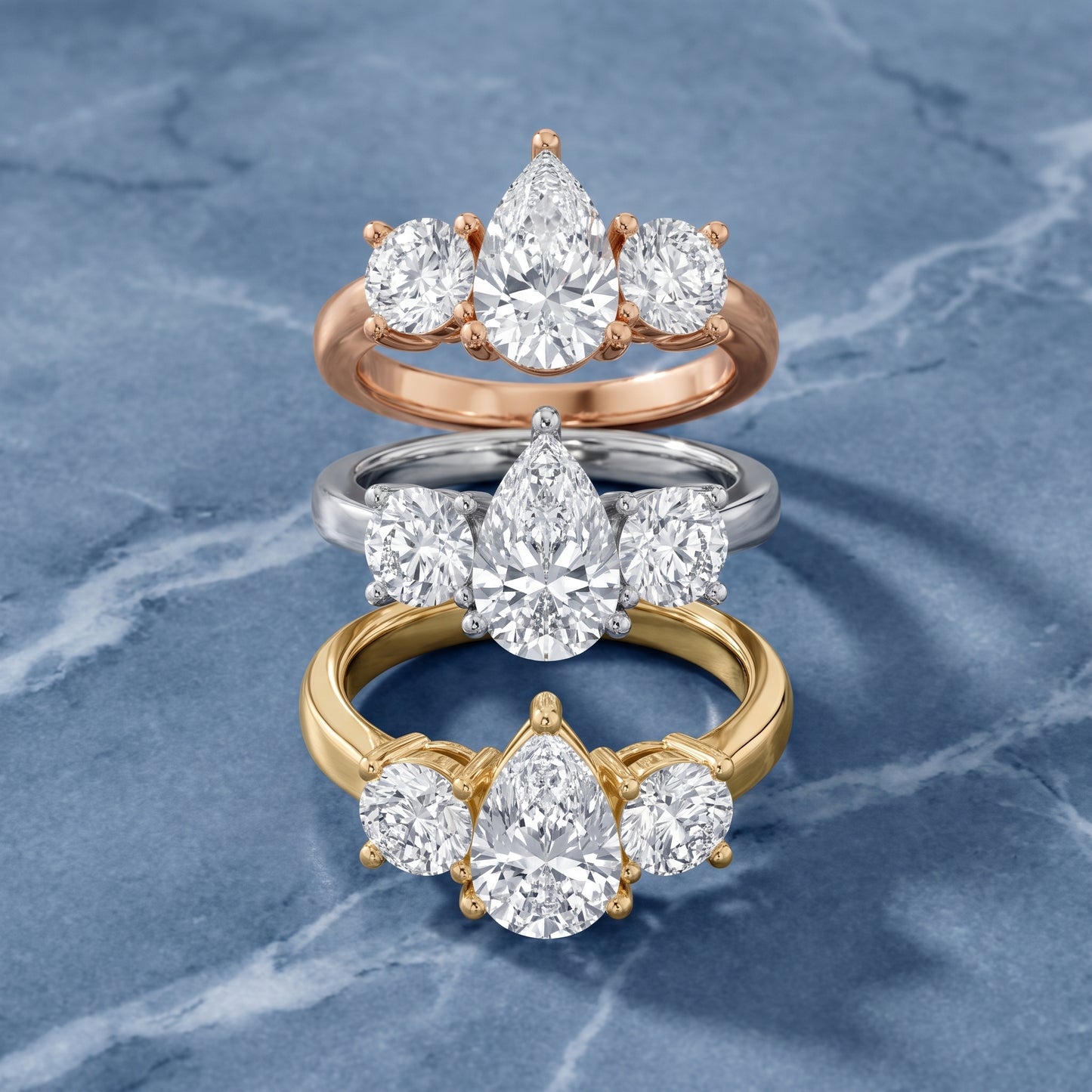 Callie Three-Stone Trellis Pear Diamond Engagement Ring in Silver - 3rings.jpg