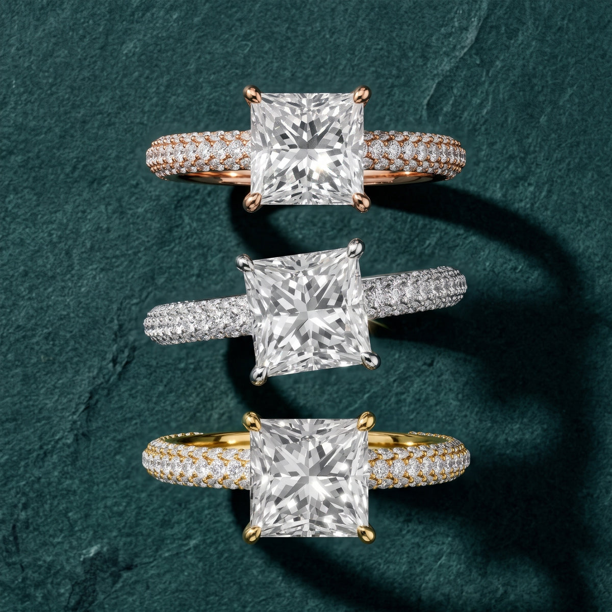 Thalia Micropavé Princess Diamond Engagement Ring in Rose Gold - 3rings.jpg