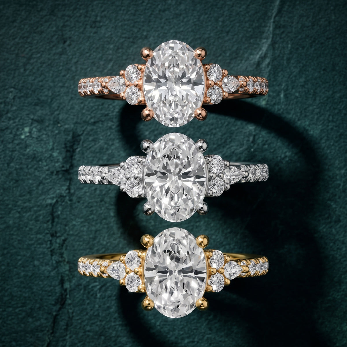 Alta Pavé Cluster Oval Diamond Engagement Ring in Yellow Gold - 3rings.jpg