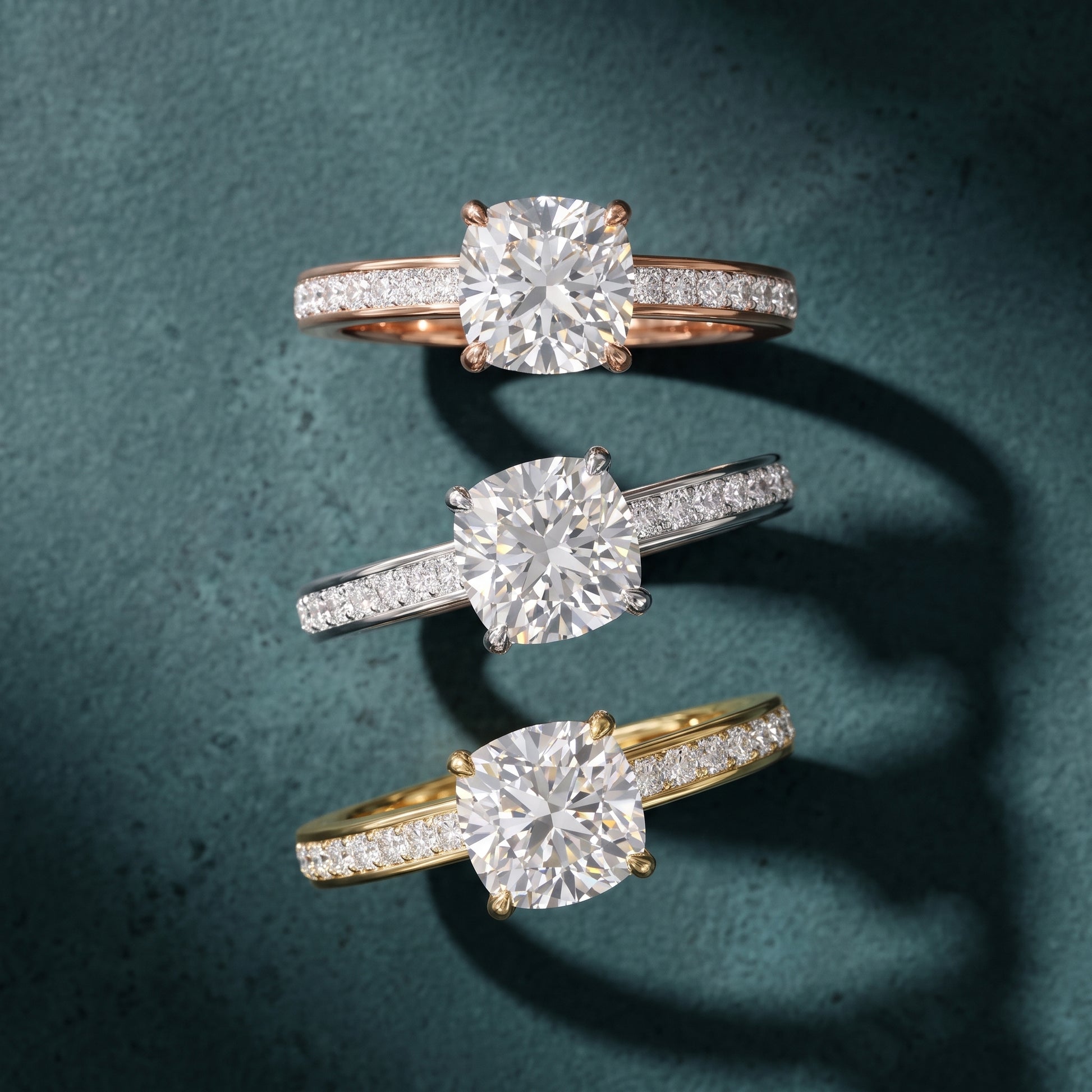 Brielle Channel Set Solitaire Cushion Diamond Ring in Silver - 3rings.jpg